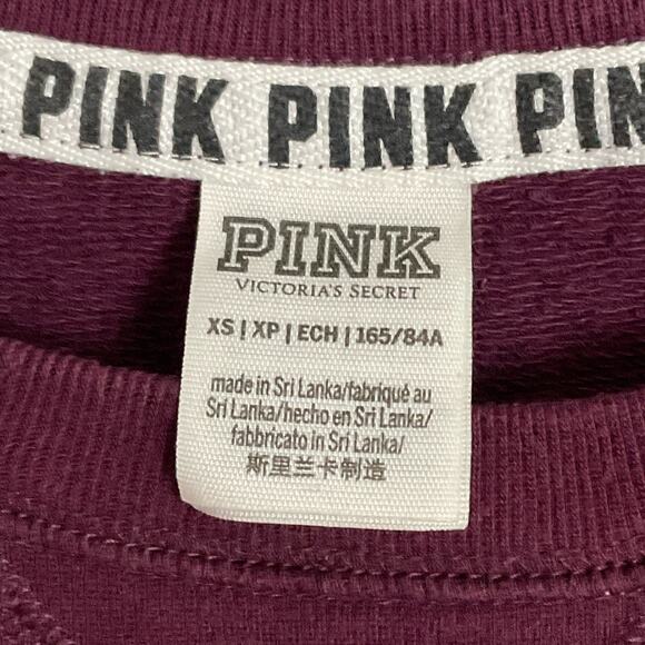 PINK Victoria's Secret Cozy Burgundy Maroon Oversize Drop Sleeve Sweatshirt XS - Picture 5 of 6